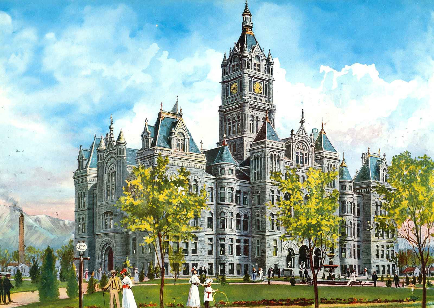 Utah State Capitol Salt Lake City in 1906 Vintage Print (7 Sizes) - Enhanced
