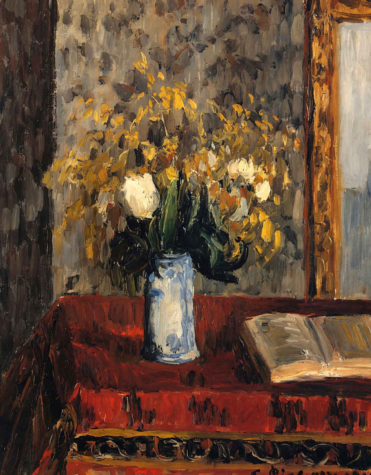 Vase of Flowers, Tulips and Garnets Art Print 1900 by Camille Pissarro (6 Sizes)