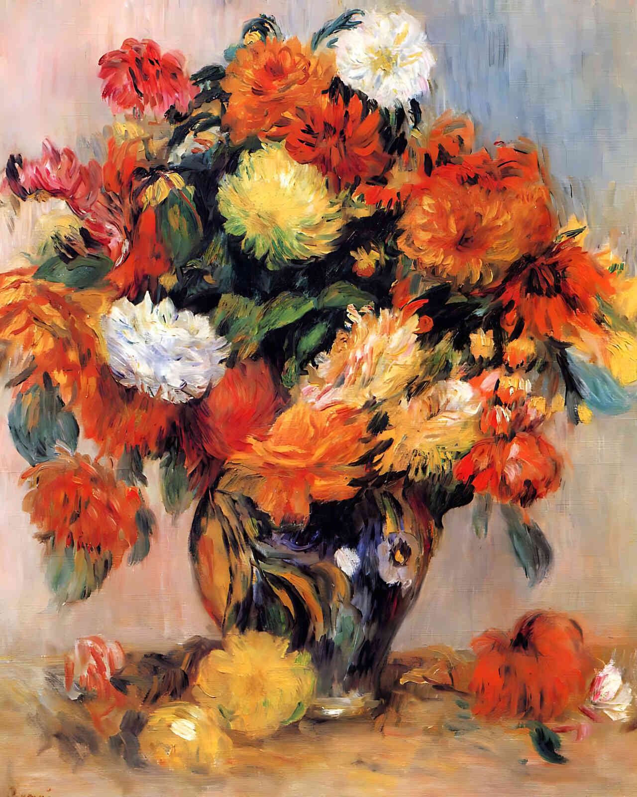 Vase of Flowers Painting by Pierre-Auguste Renoir 8x10" Art Print (High Quality)