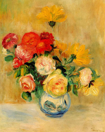 Vase of Roses and Dahlias art print by Pierre-Auguste Renoir (1884)