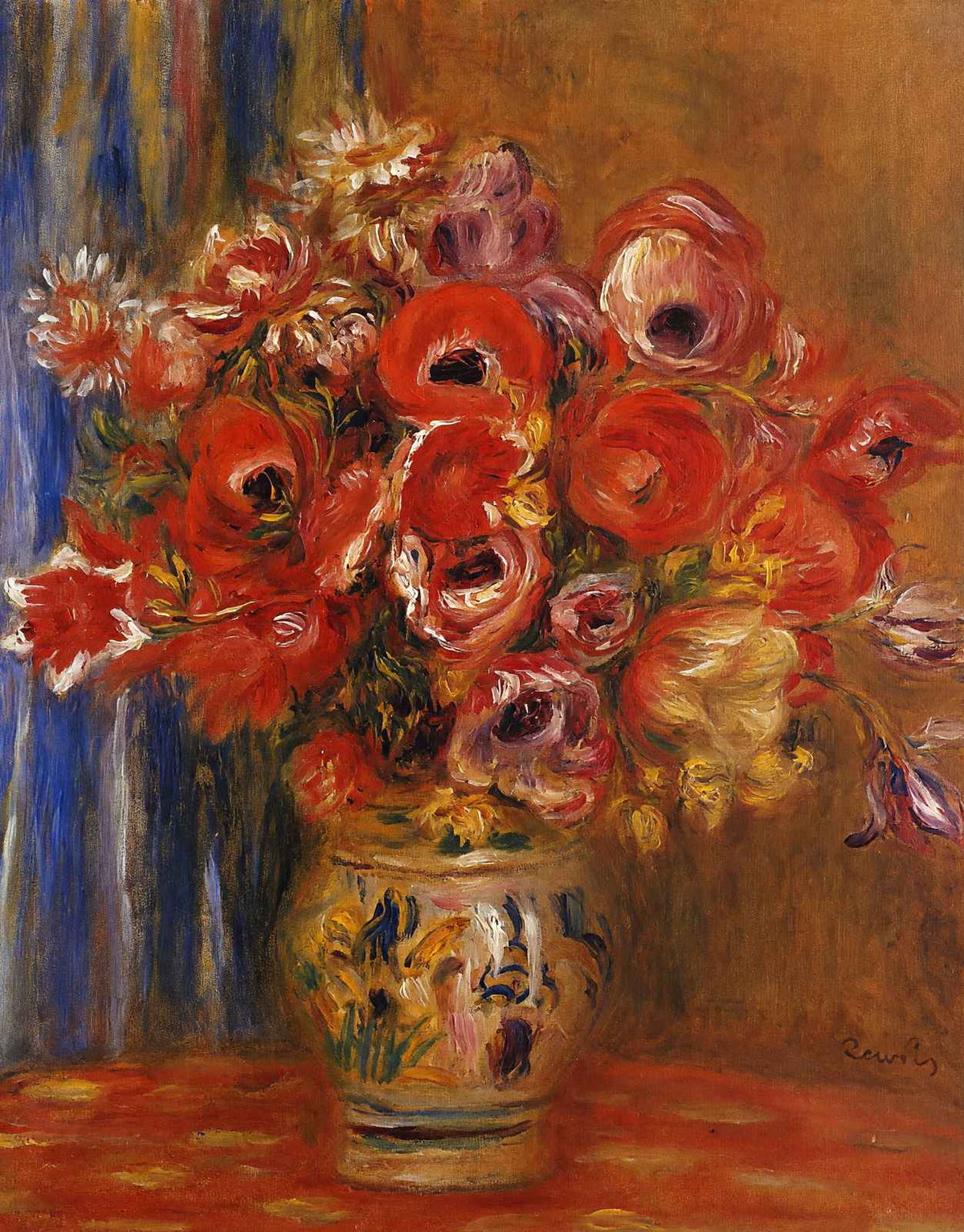Vase of Tulips and Art Print Anemones by Pierre-Auguste Renoir (6 Sizes)