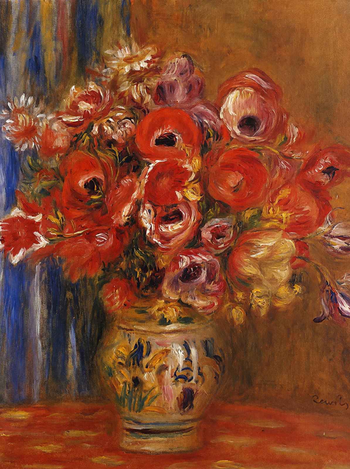 Vase of Tulips and Art Print Anemones by Pierre-Auguste Renoir (6 Sizes)