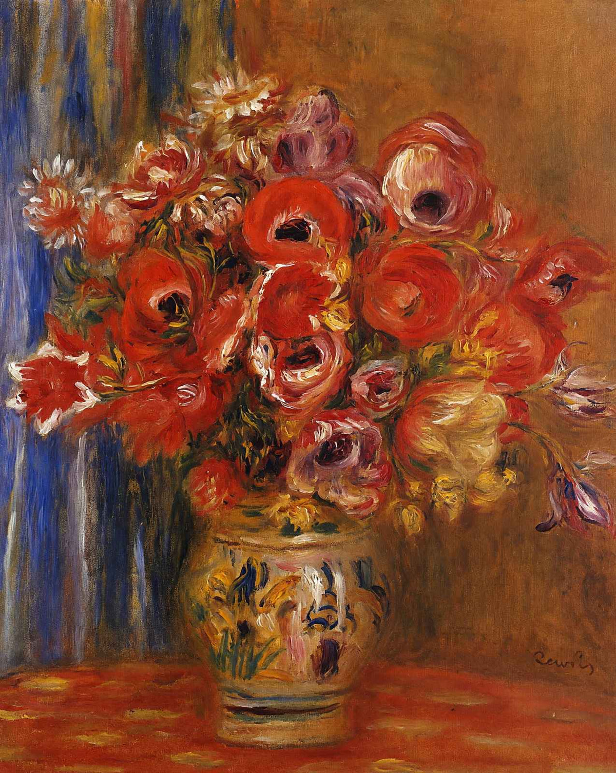 Vase of Tulips and Anemones painting print by Pierre-Auguste Renoir