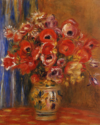 Vase of Tulips and Anemones painting print by Pierre-Auguste Renoir