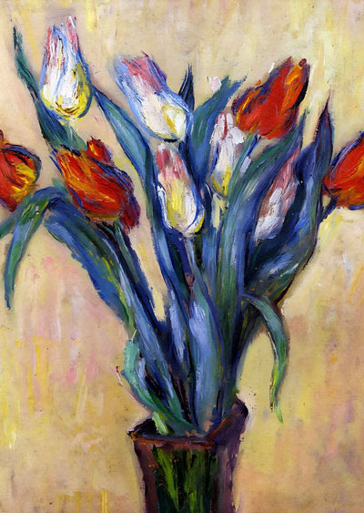 Vase of Tulips Art Print 1885 Painting by Claude Monet (6 Sizes)