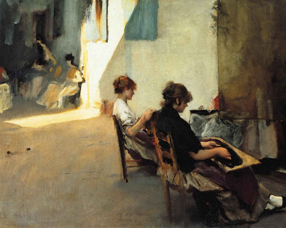 Venetian Bead Stringers art print by John Singer Sargent (1882)