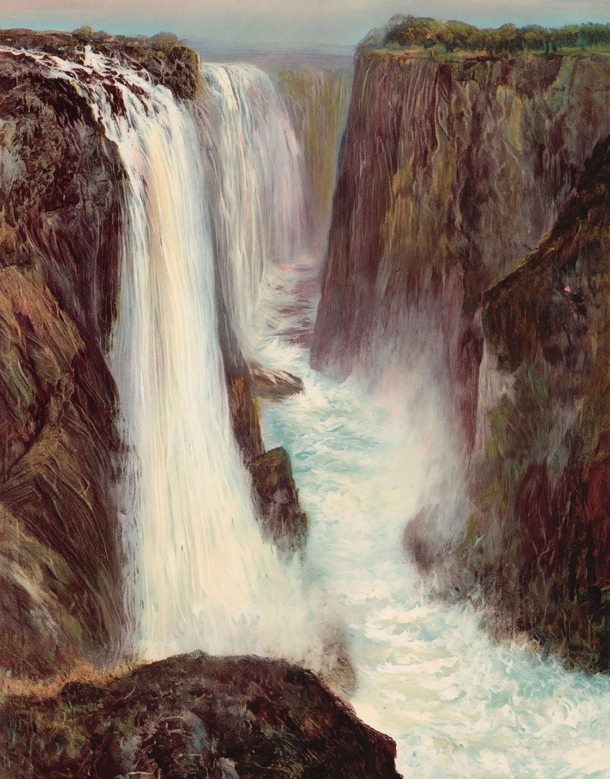 Victoria Falls Looking North from Livingstone Island Vintage Print (6 Sizes)