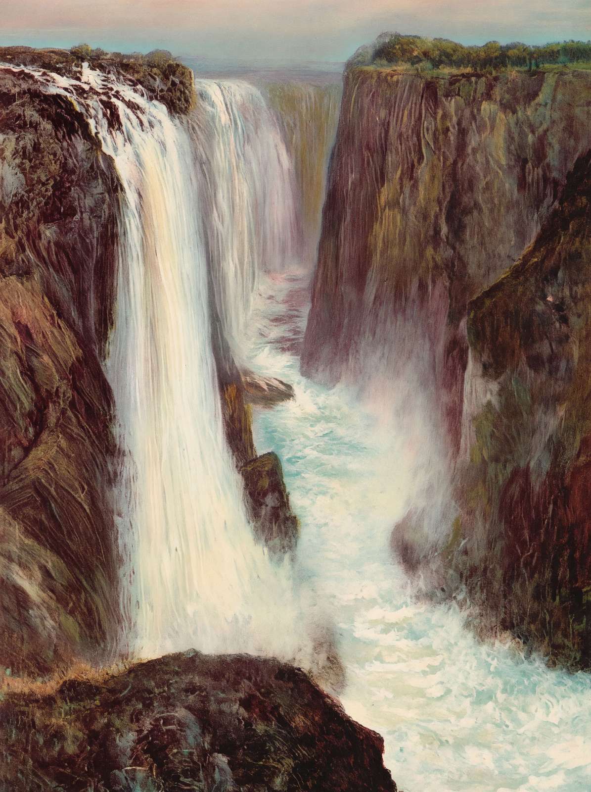 Victoria Falls Looking North from Livingstone Island Vintage Print (6 Sizes)