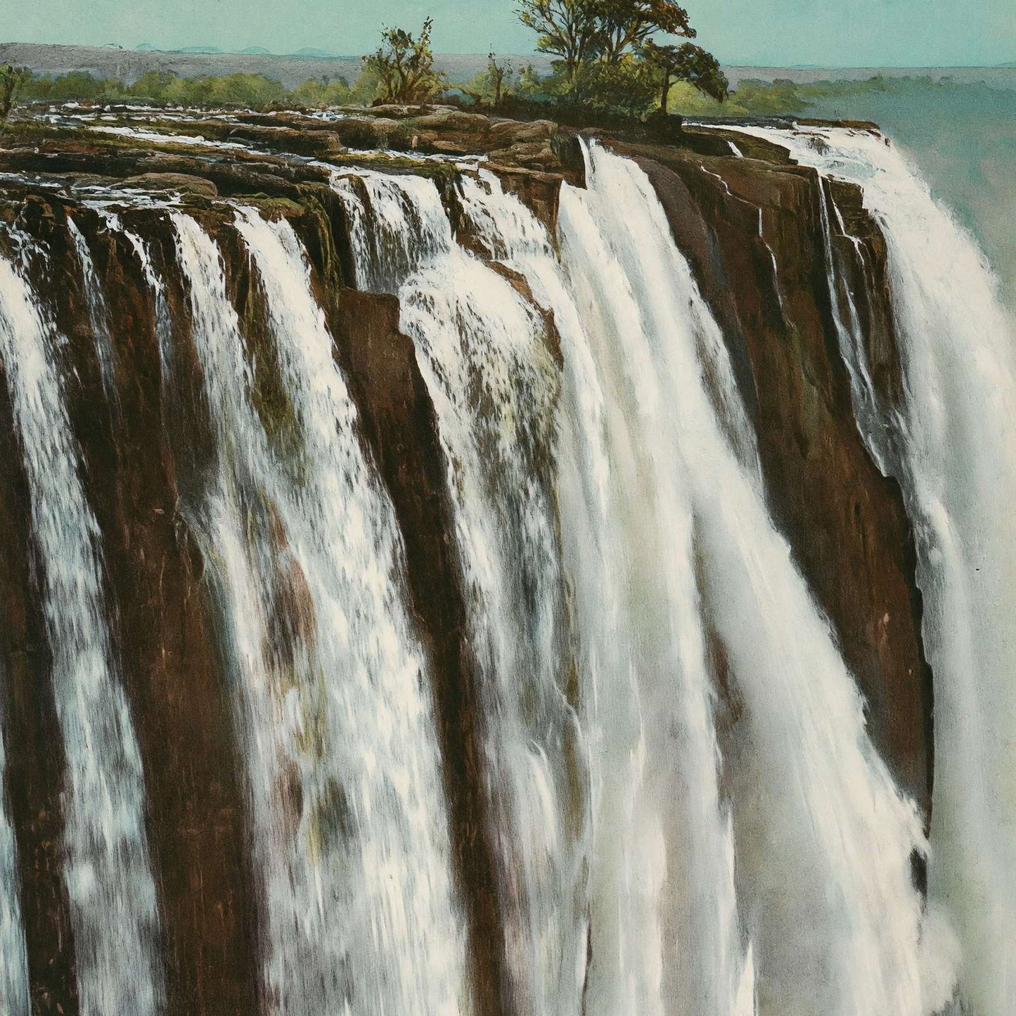 Victoria Falls from Livingstone Island in 1908 Vintage Print (7 Sizes)