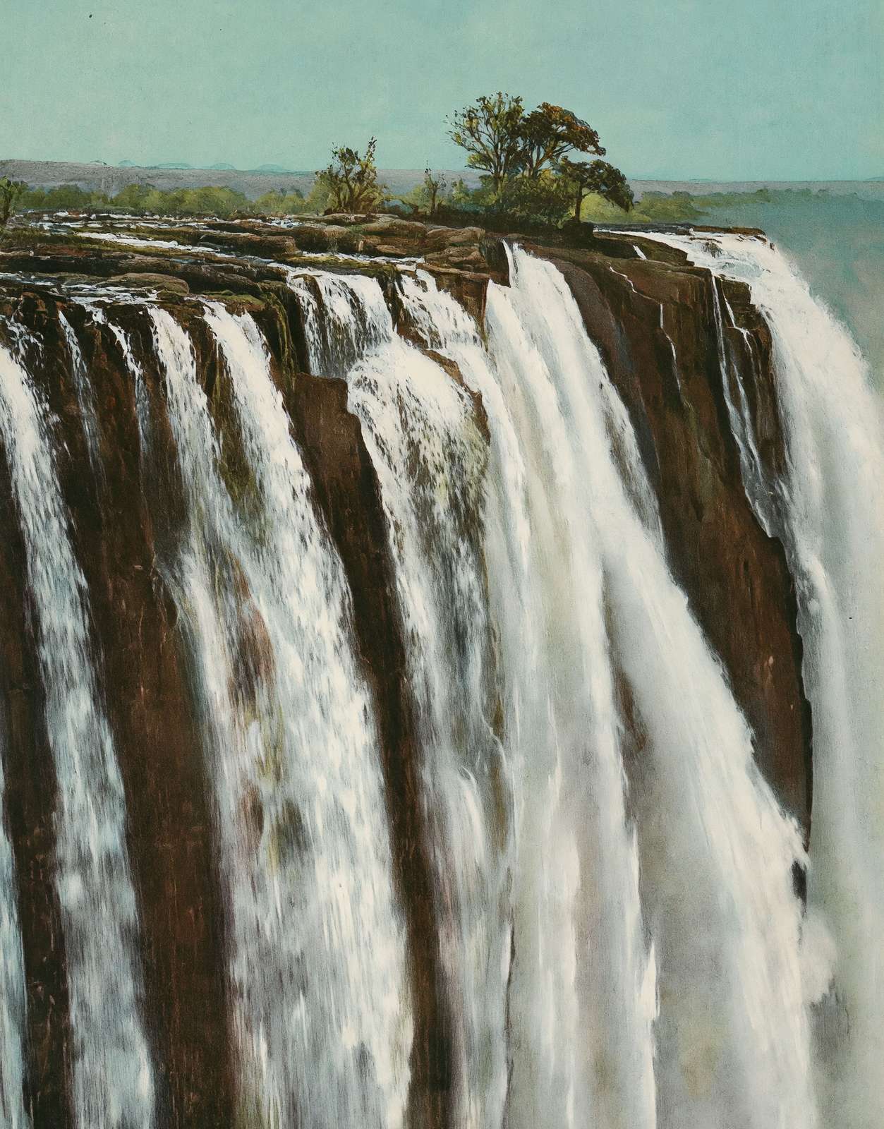 Victoria Falls from Livingstone Island in 1908 Vintage Print (7 Sizes)