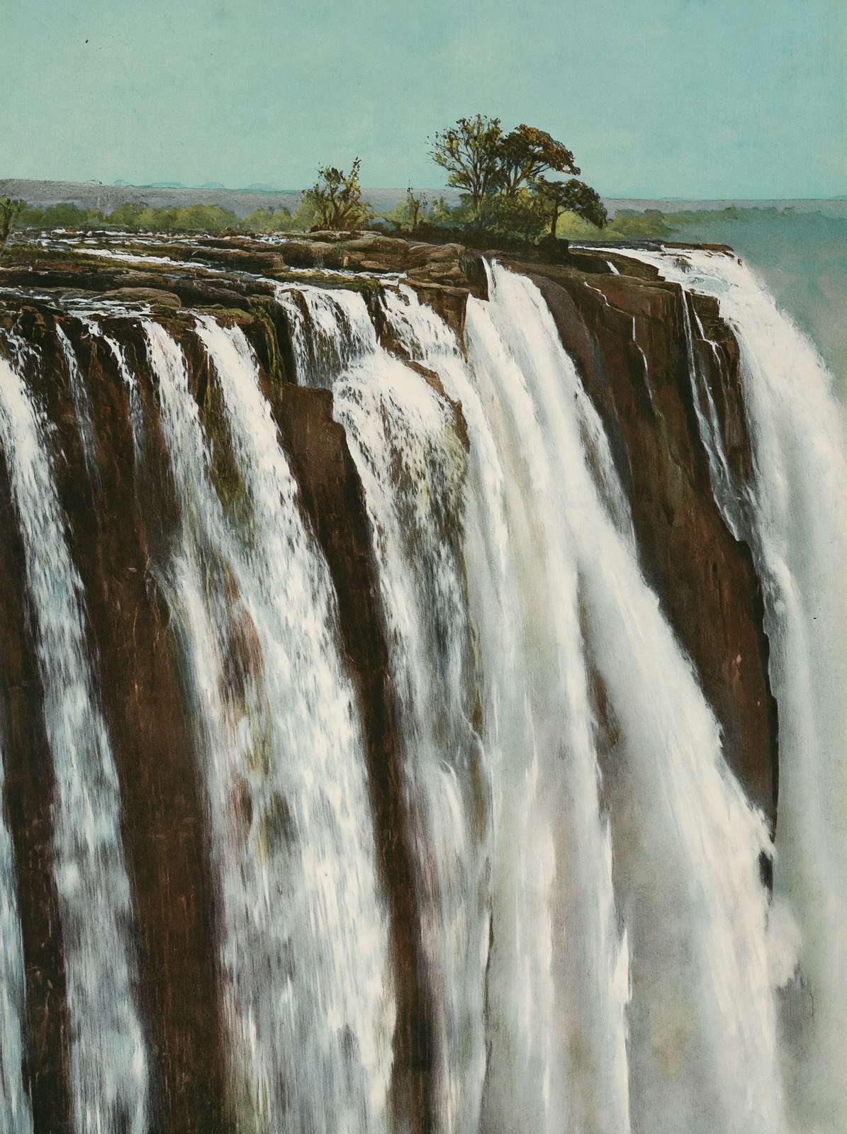 Victoria Falls from Livingstone Island in 1908 Vintage Print (7 Sizes)