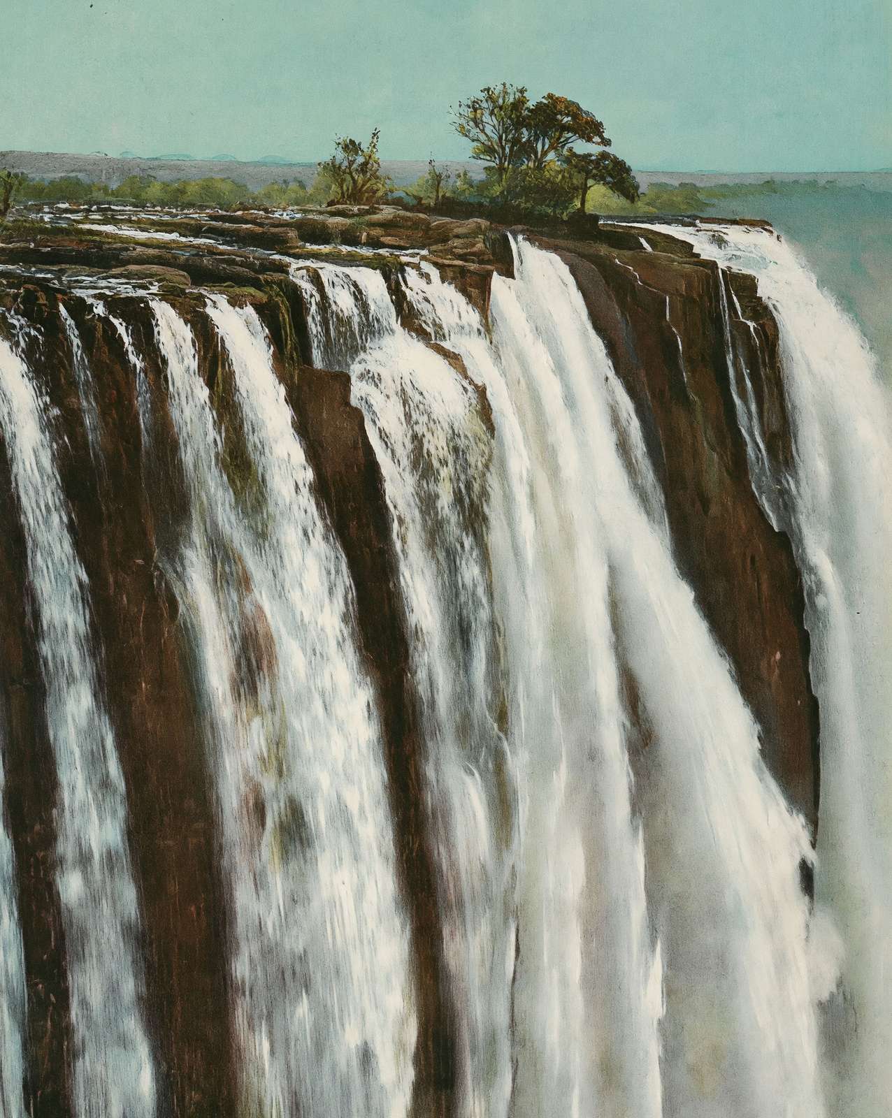 Victoria Falls from Livingstone Island vintage print