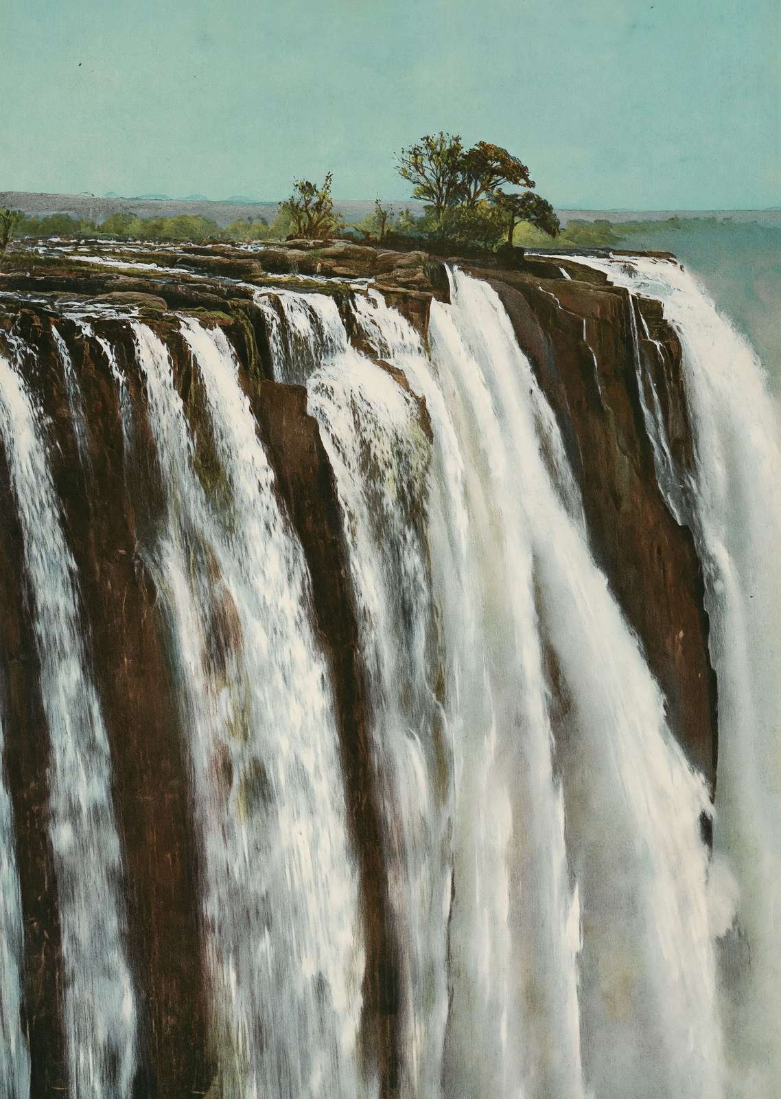 Victoria Falls from Livingstone Island in 1908 Vintage Print (7 Sizes)