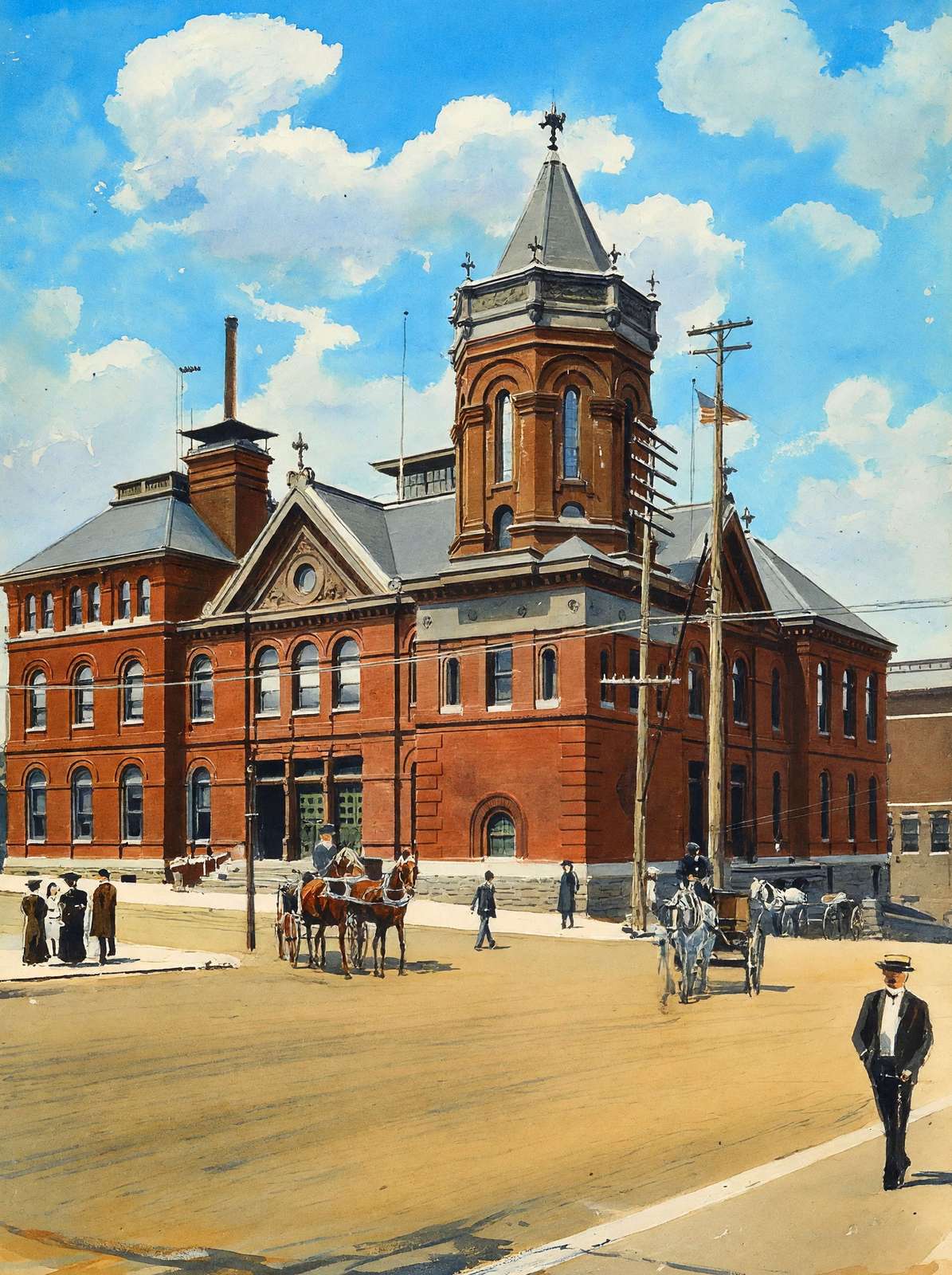 Vicksburg Mississippi Post Office in 1906 Art Print (7 Sizes) - Archival Paper