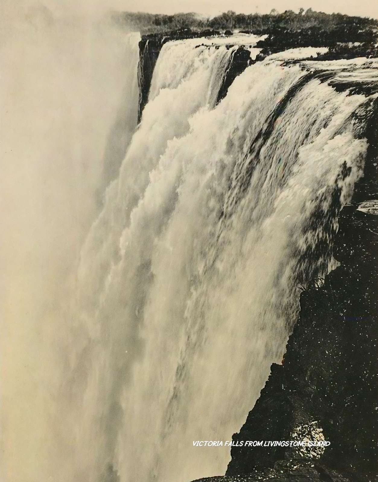 Victoria Falls from Livingstone Island Vintage Print (7 Sizes) - Restored