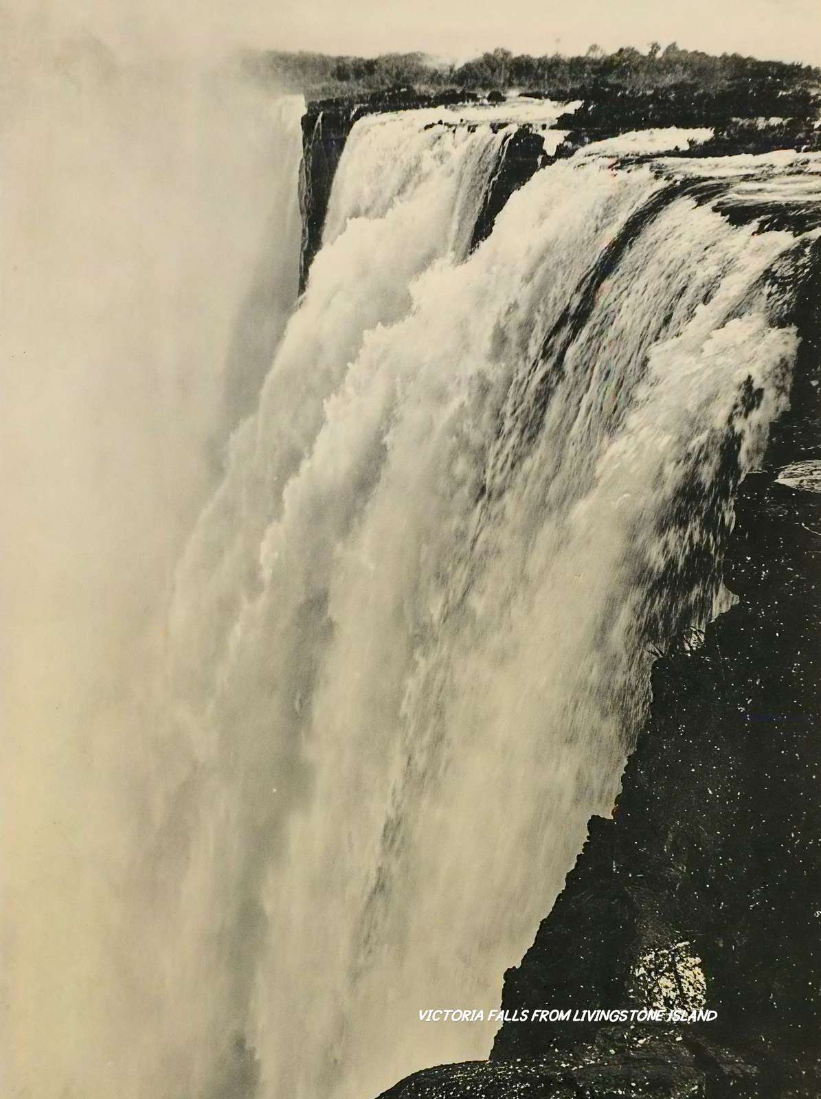 Victoria Falls from Livingstone Island Vintage Print (7 Sizes) - Restored