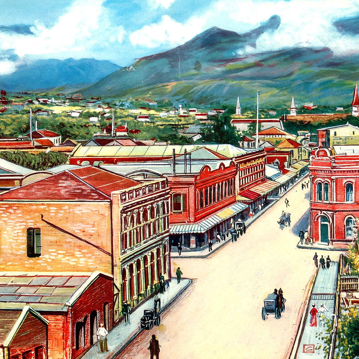 View of Honolulu in 1909 Vintage Print (7 Sizes) - Restored