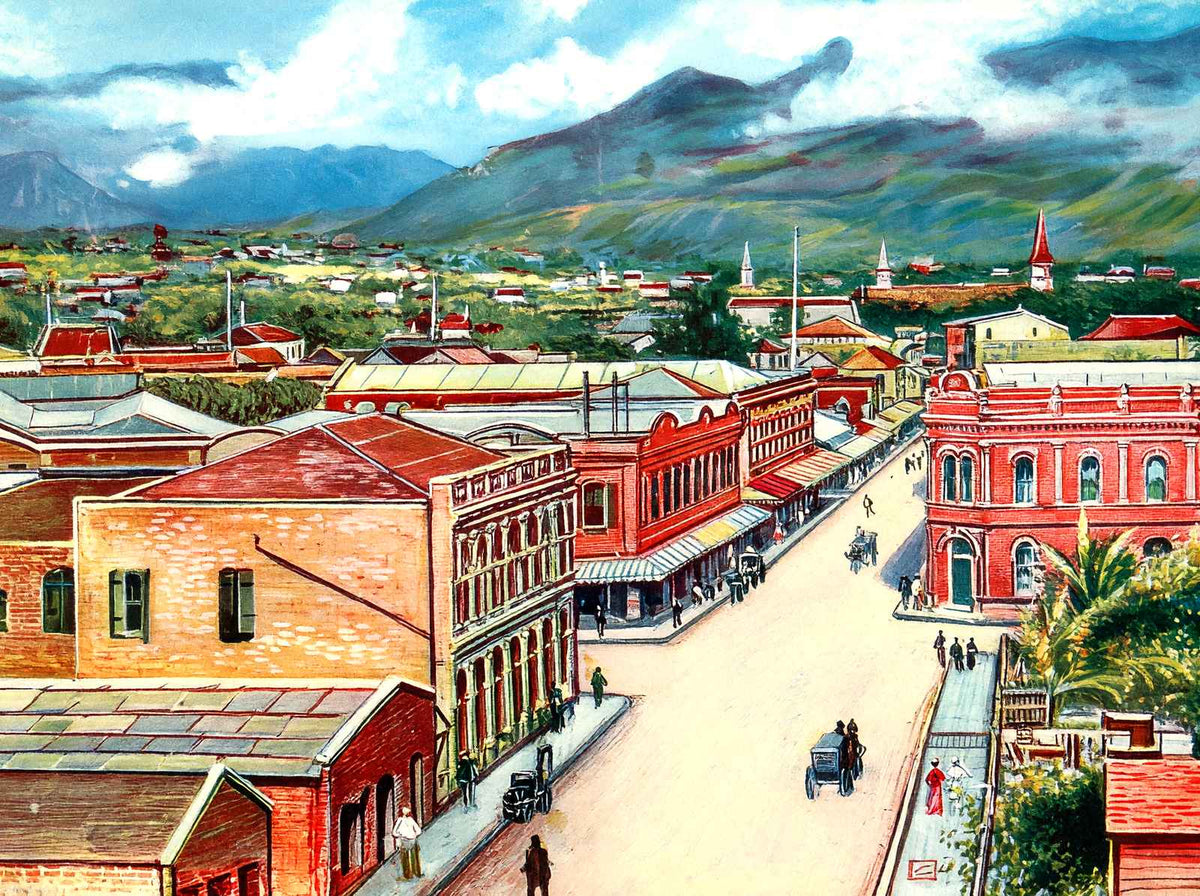 View of Honolulu in 1909 Vintage Print (7 Sizes) - Restored