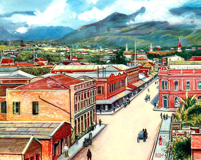 View of Honolulu in 1909 vintage print