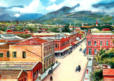 View of Honolulu in 1909 Vintage Print (7 Sizes) - Restored