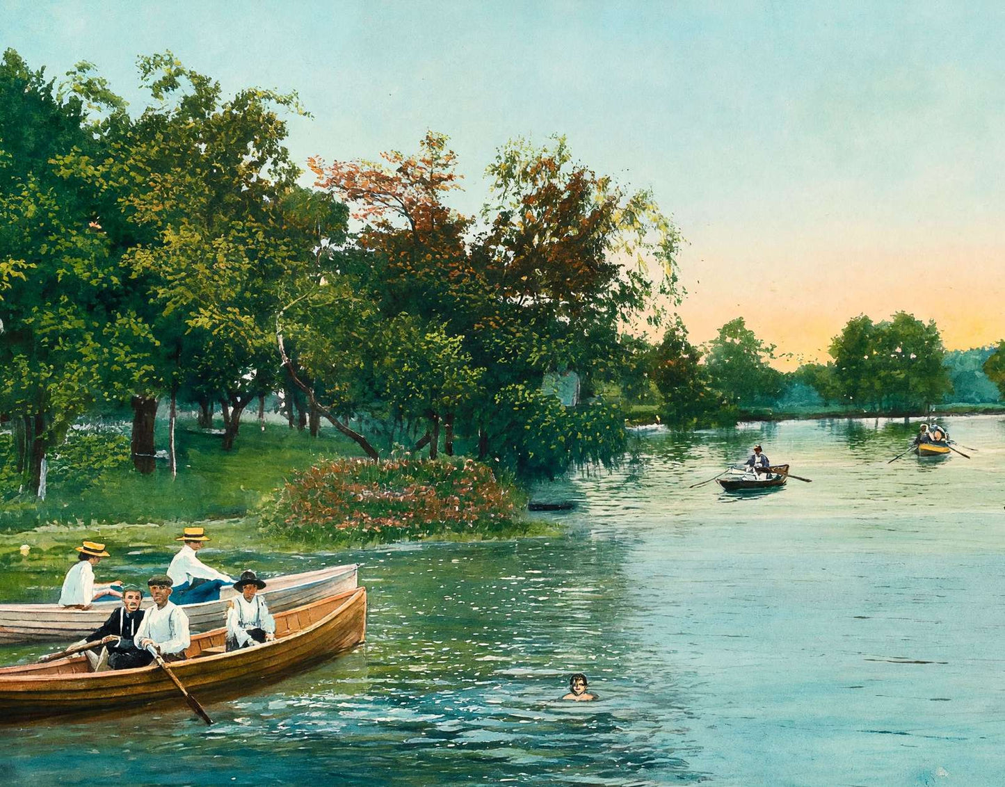 View on Exall Lake Dallas in 1908 Art Print (7 Sizes) - Enhanced