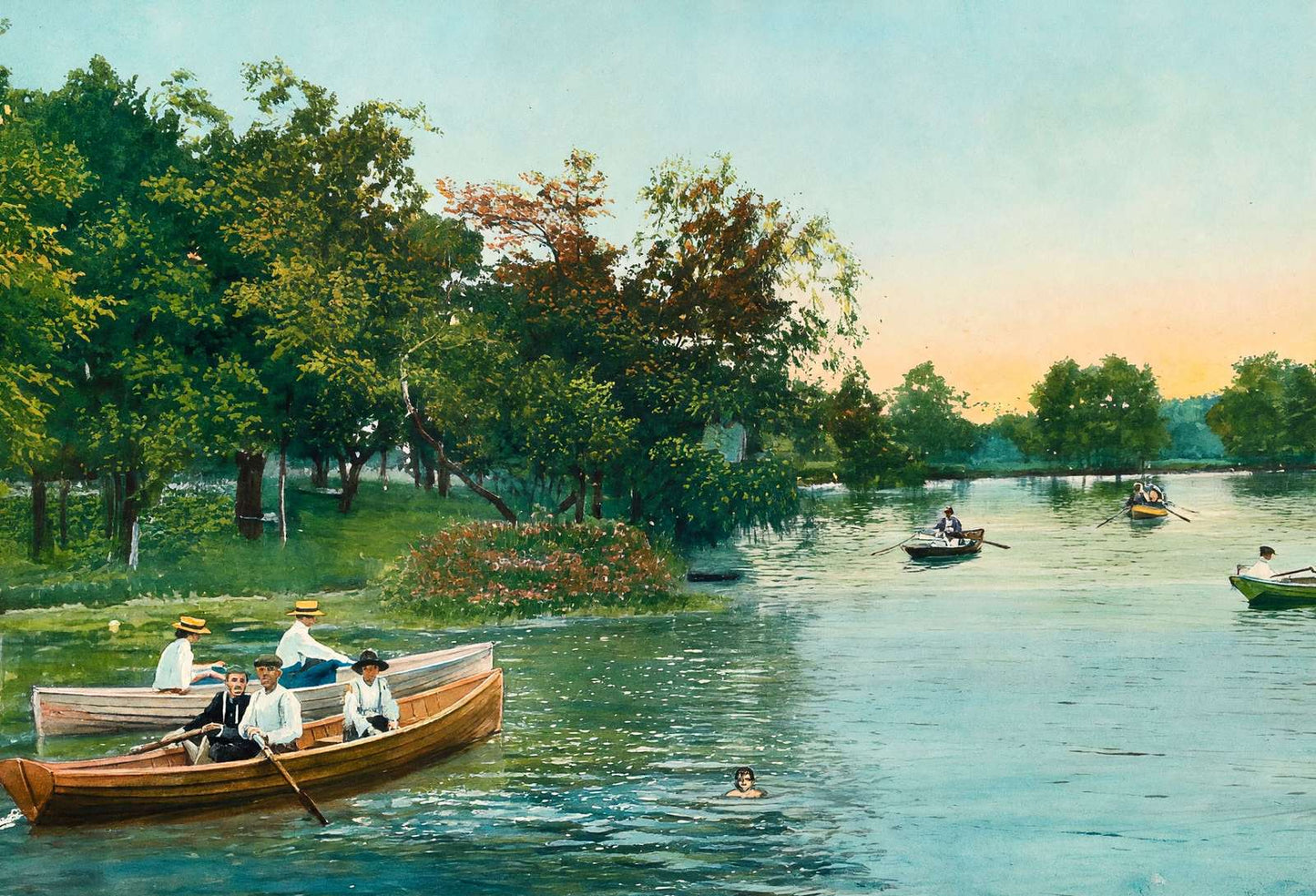View on Exall Lake Dallas in 1908 Art Print (7 Sizes) - Enhanced
