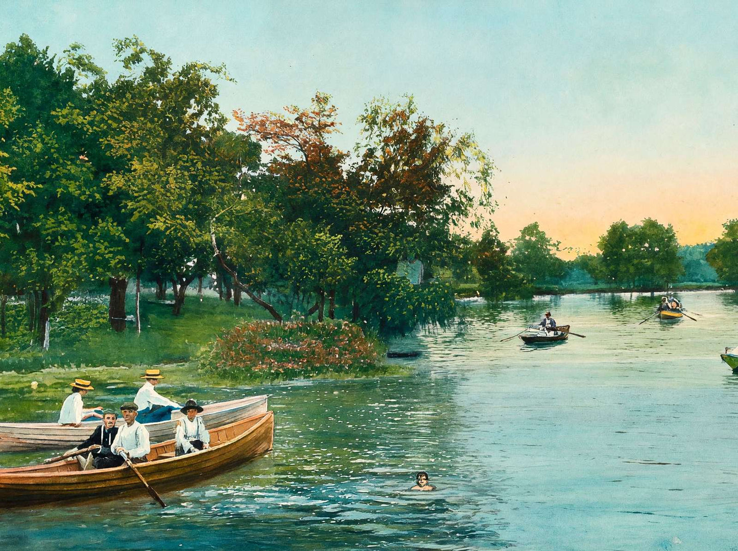 View on Exall Lake Dallas in 1908 Art Print (7 Sizes) - Enhanced