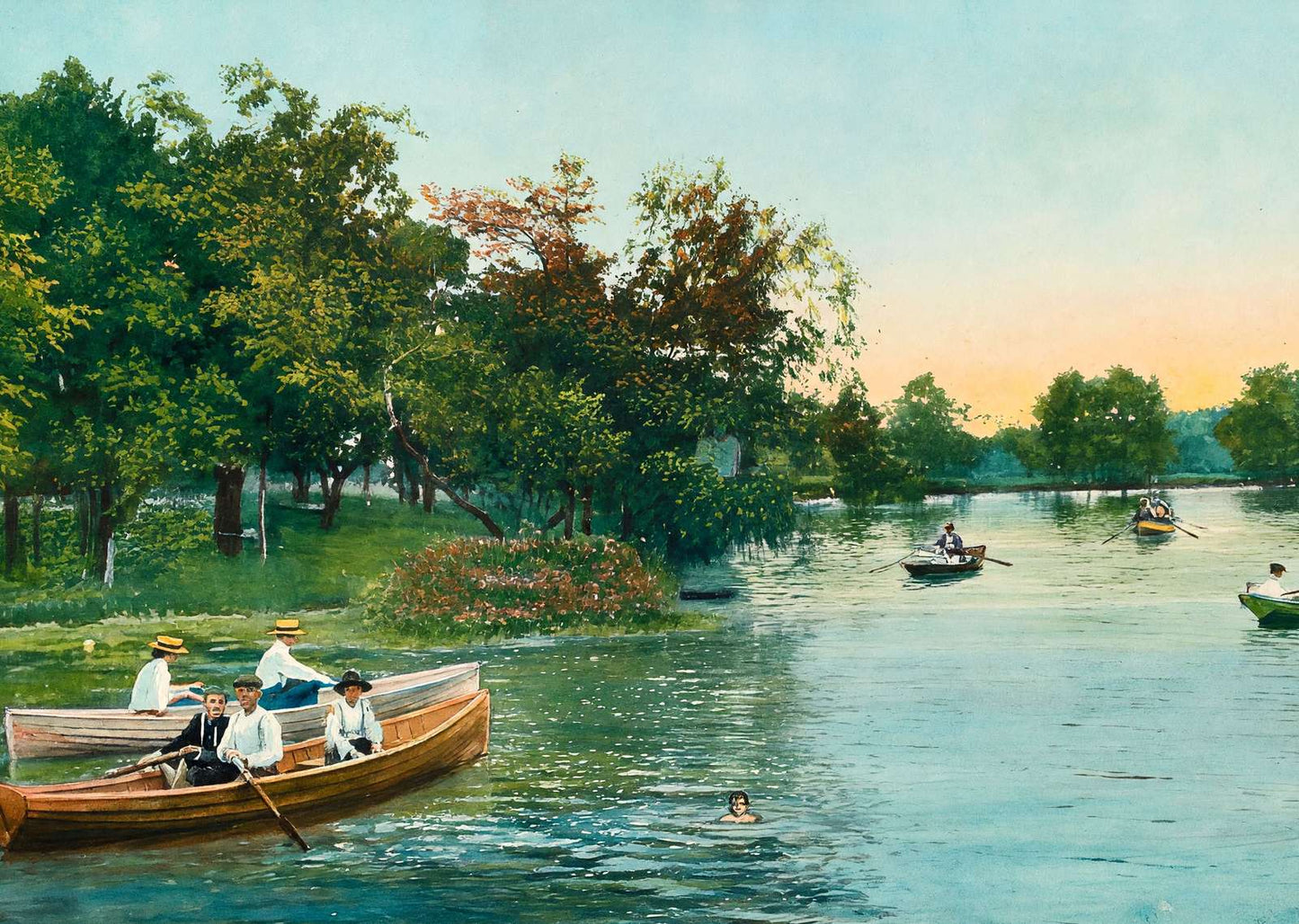 View on Exall Lake Dallas in 1908 Art Print (7 Sizes) - Enhanced