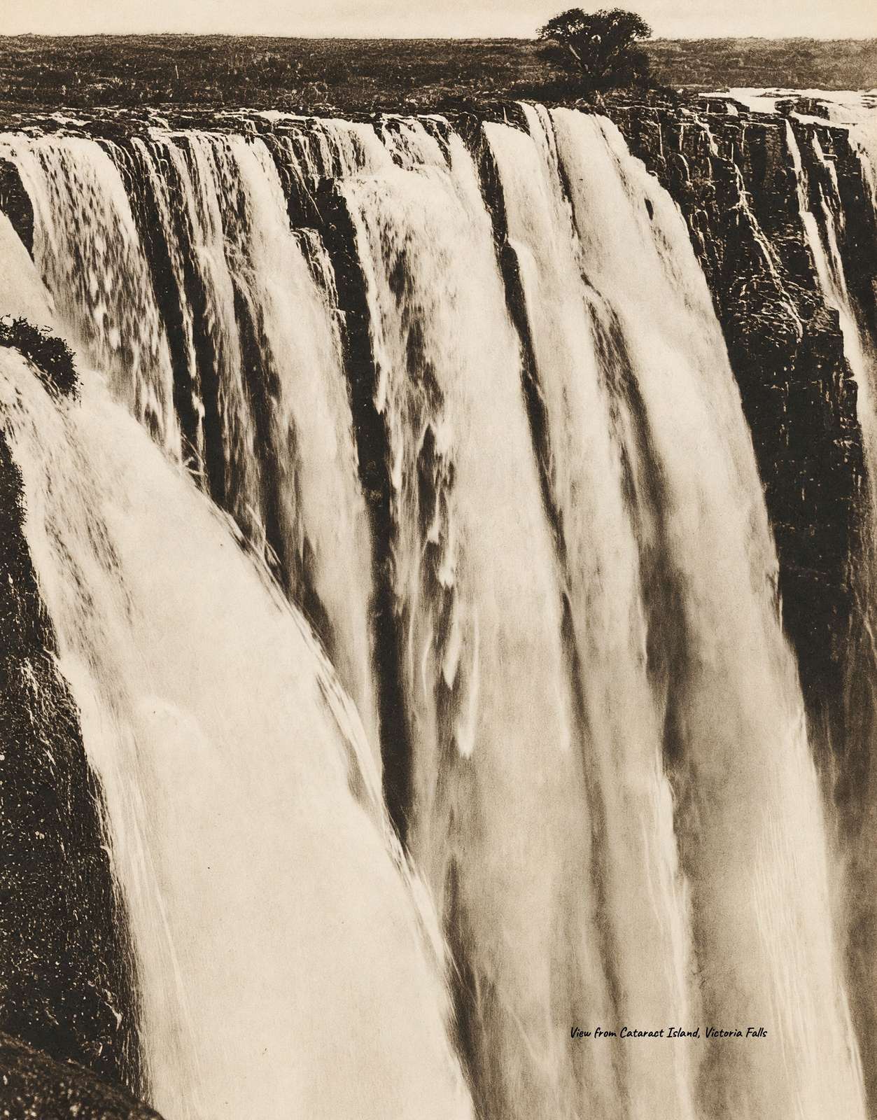 View from Cataract Island Victoria Falls Vintage Print (7 Sizes) - Restored