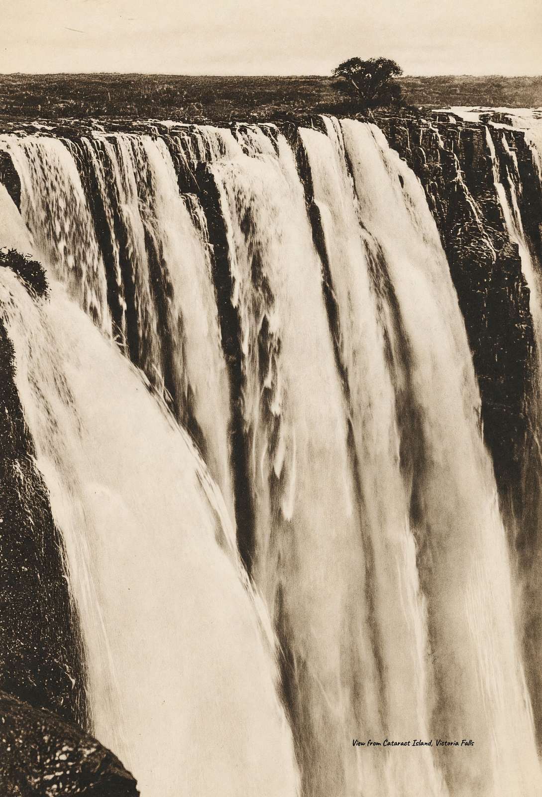 View from Cataract Island Victoria Falls Vintage Print (7 Sizes) - Restored