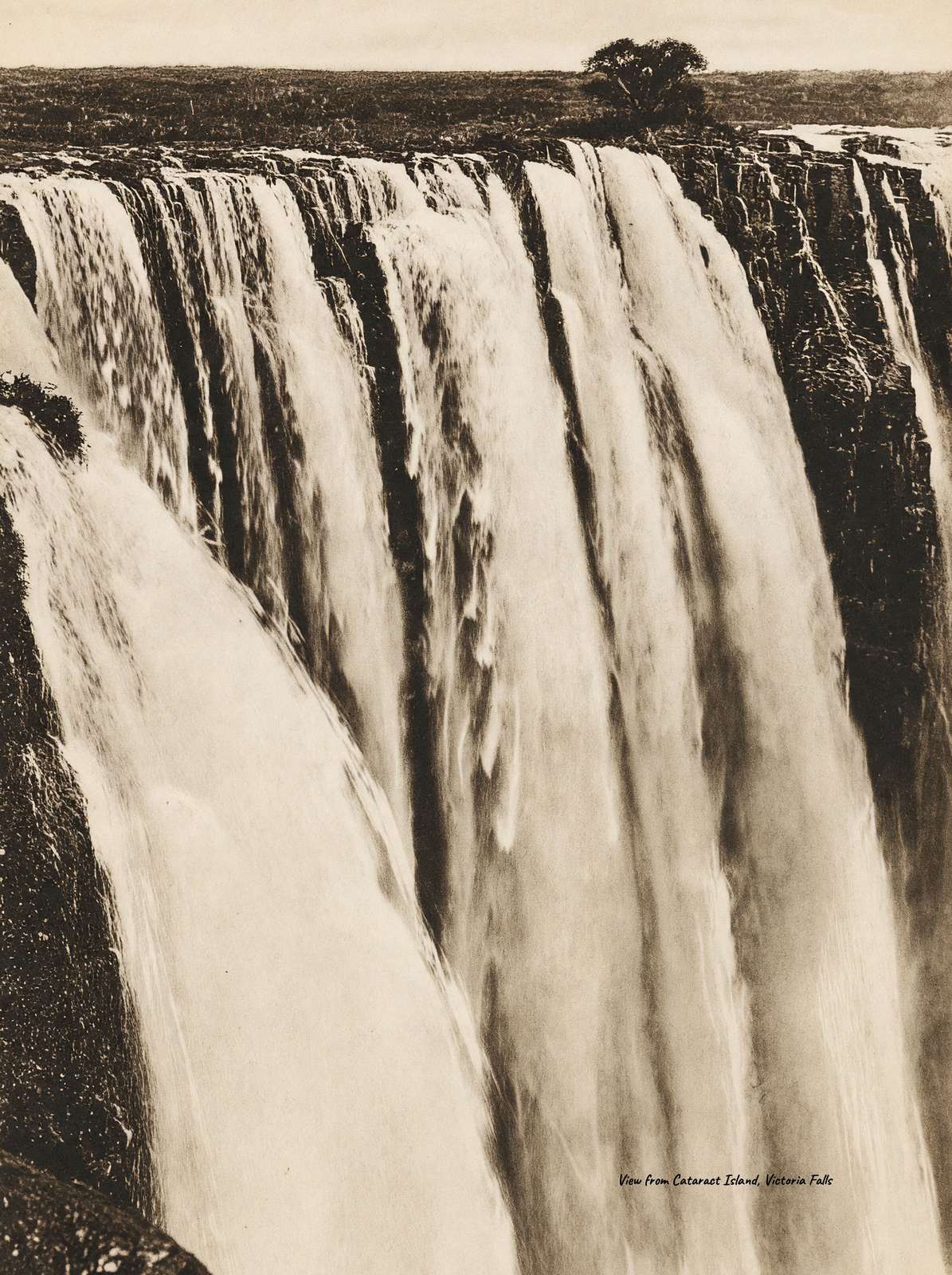 View from Cataract Island Victoria Falls Vintage Print (7 Sizes) - Restored