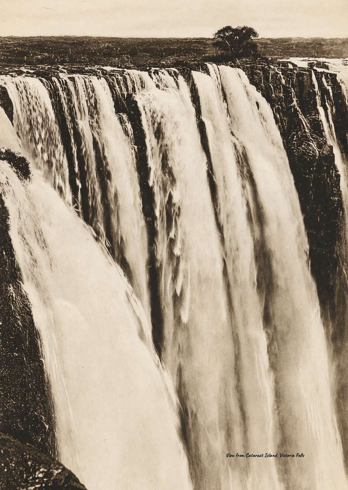 View from Cataract Island Victoria Falls Vintage Print (7 Sizes) - Restored