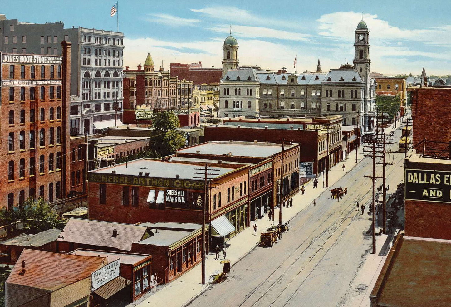 Dallas Post Office in 1905 Vintage Print (7 Sizes) - Premium Quality