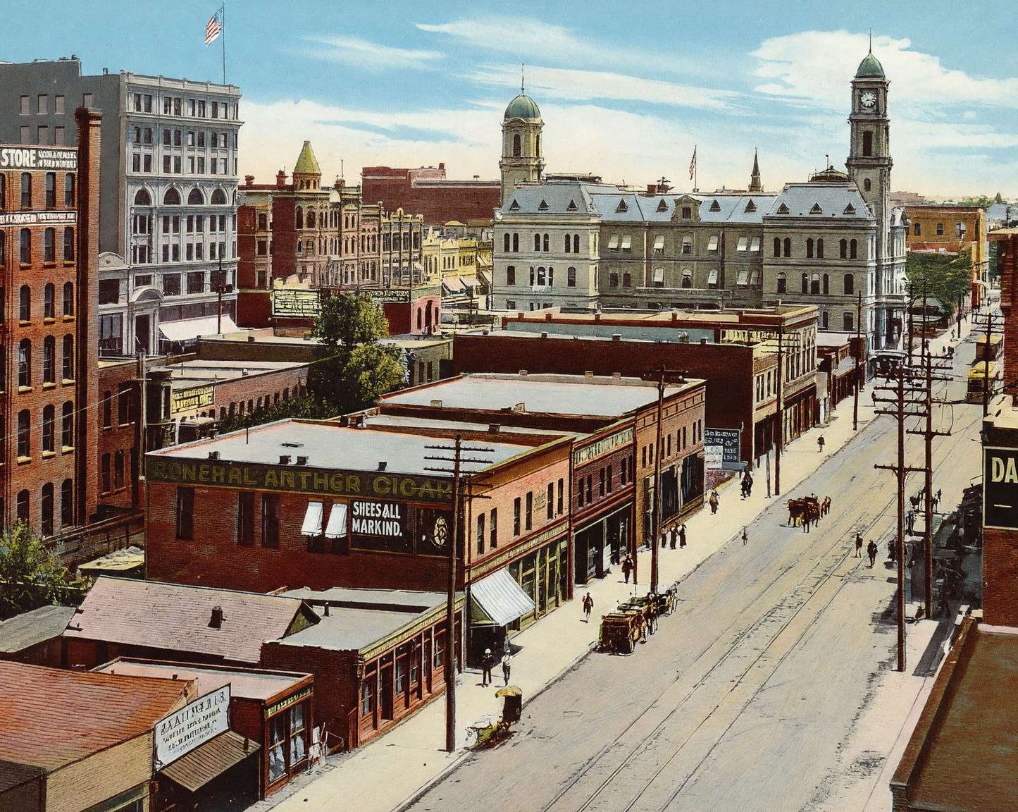 View Showing the Dallas Post Office in 1905 vintage print