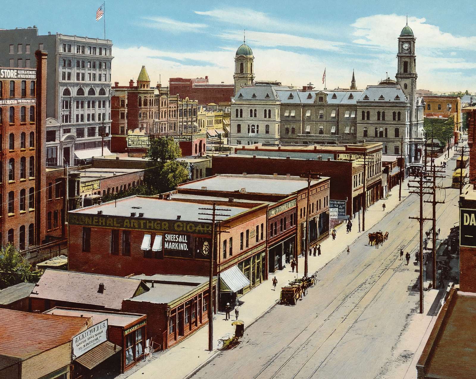 View Showing the Dallas Post Office in 1905 vintage print