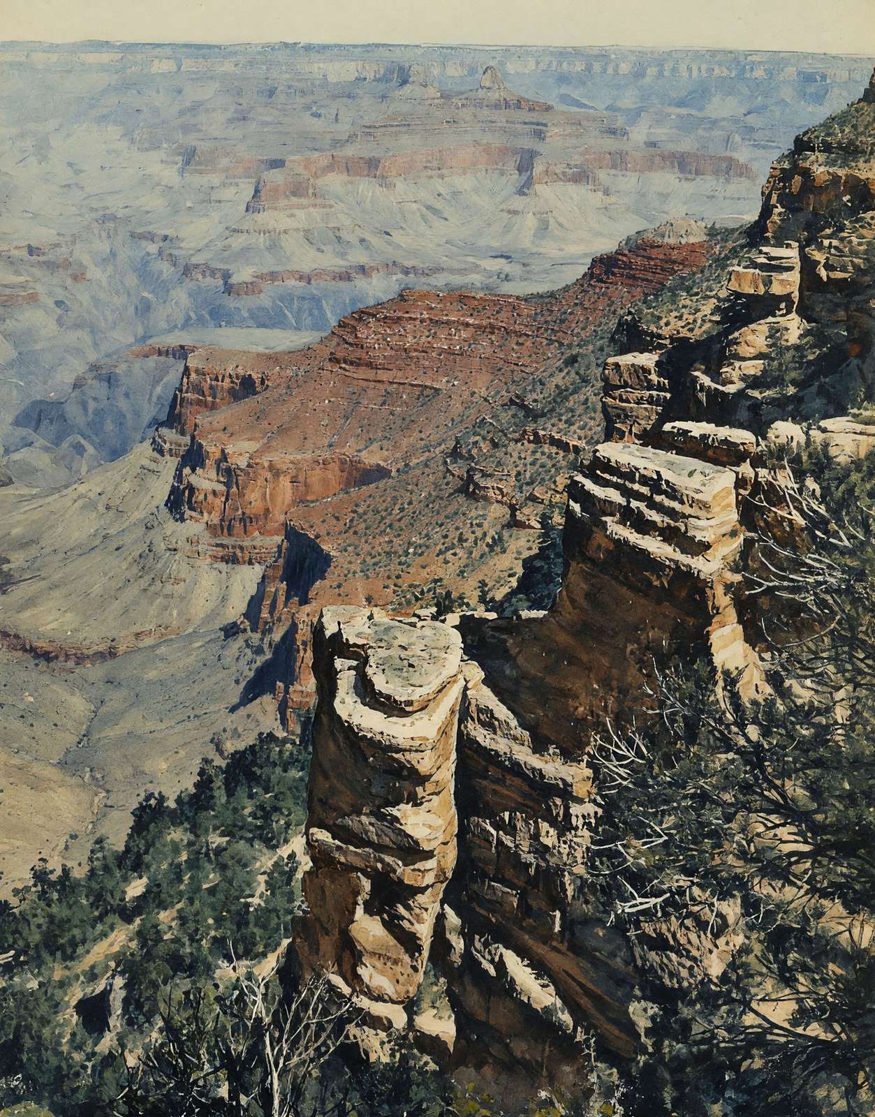 View East of Bright Angel Hotel Grand Canyon in 1907 Art Print (7 Sizes)