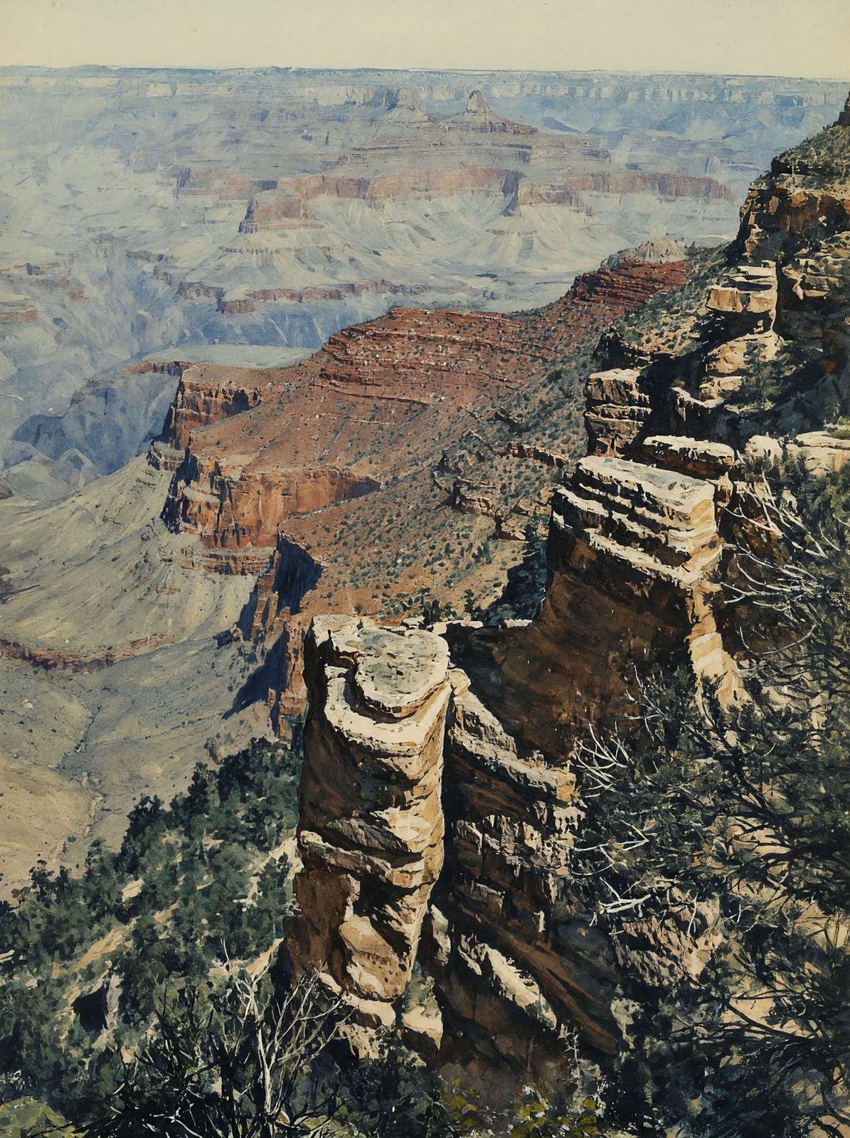 View East of Bright Angel Hotel Grand Canyon in 1907 Art Print (7 Sizes)