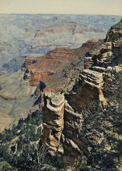 View East of Bright Angel Hotel Grand Canyon in 1907 Art Print (7 Sizes)