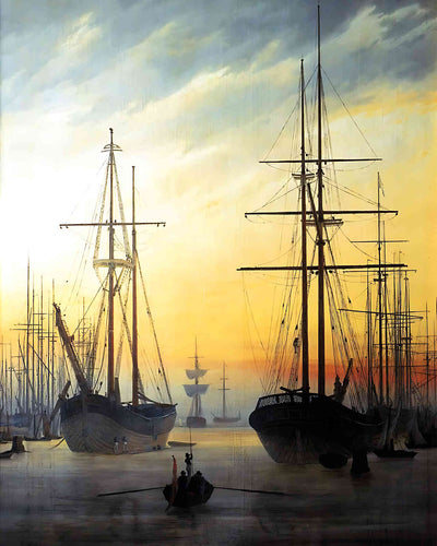 View of a Harbour Painting by Caspar David Friedrich 8x10" Art Print - Acid Free
