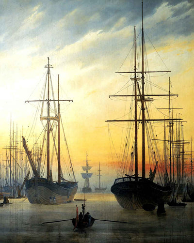 View of a Harbour painting by Caspar David Friedrich (1814)