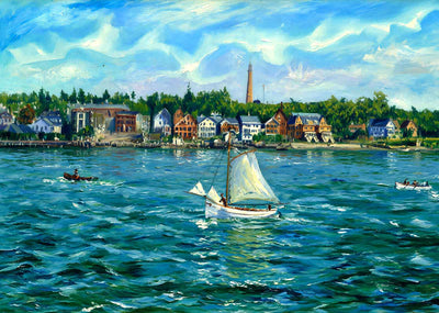 View of Groton from New London in 1908 Painting Print (7 Sizes) - Premium Print