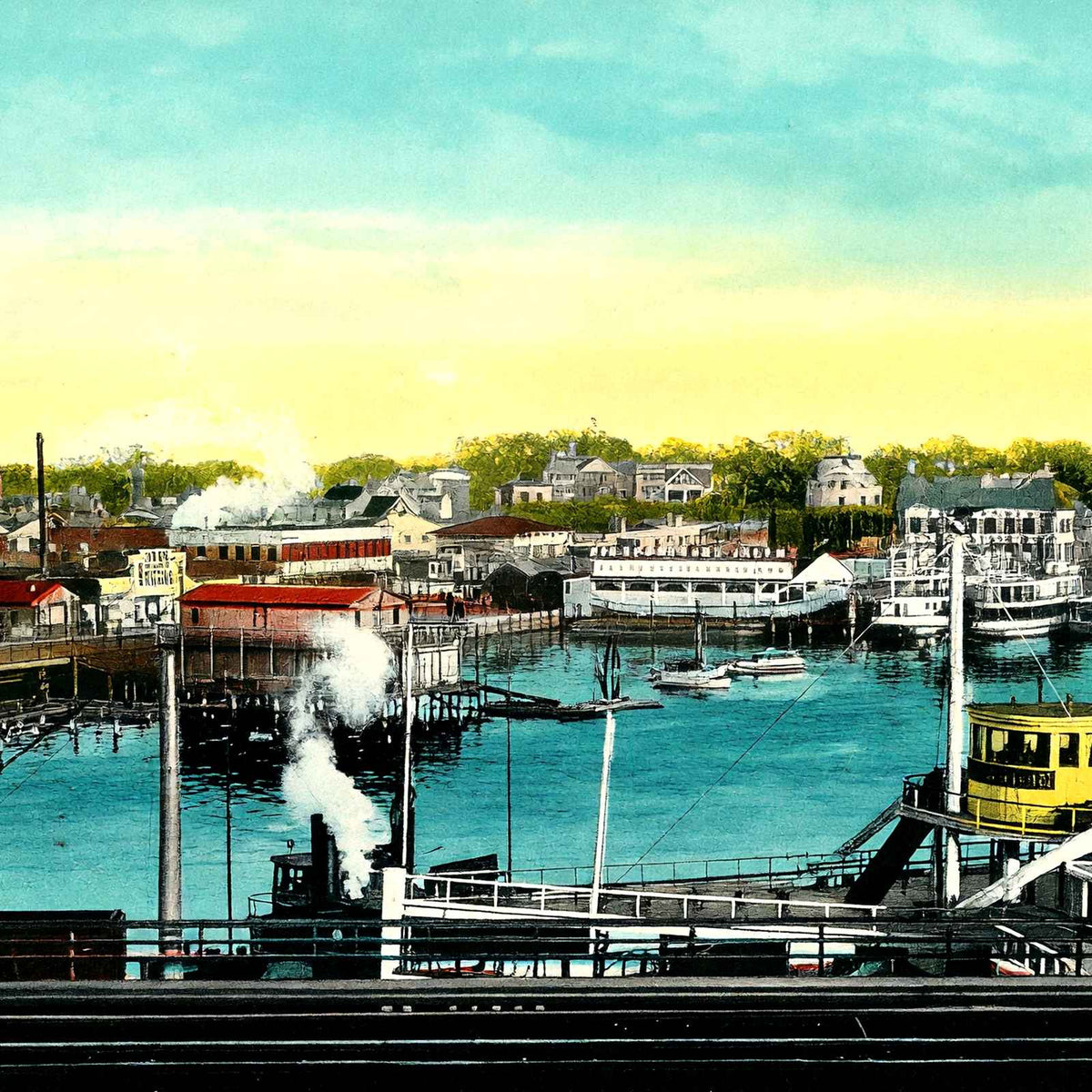 View of the Harbor Bridgeport in 1907 Vintage Print (7 Sizes) - Premium Quality
