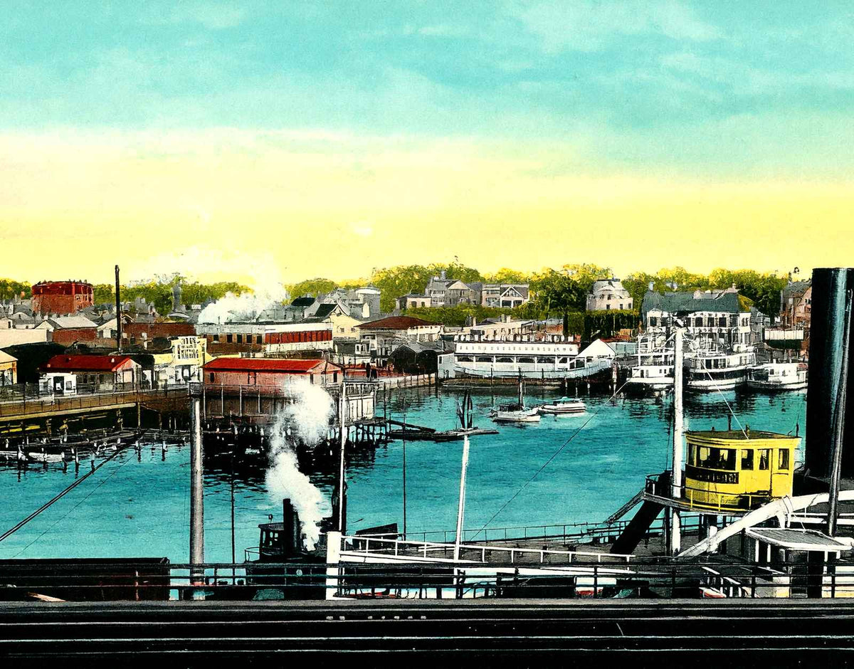 View of the Harbor Bridgeport in 1907 Vintage Print (7 Sizes) - Premium Quality