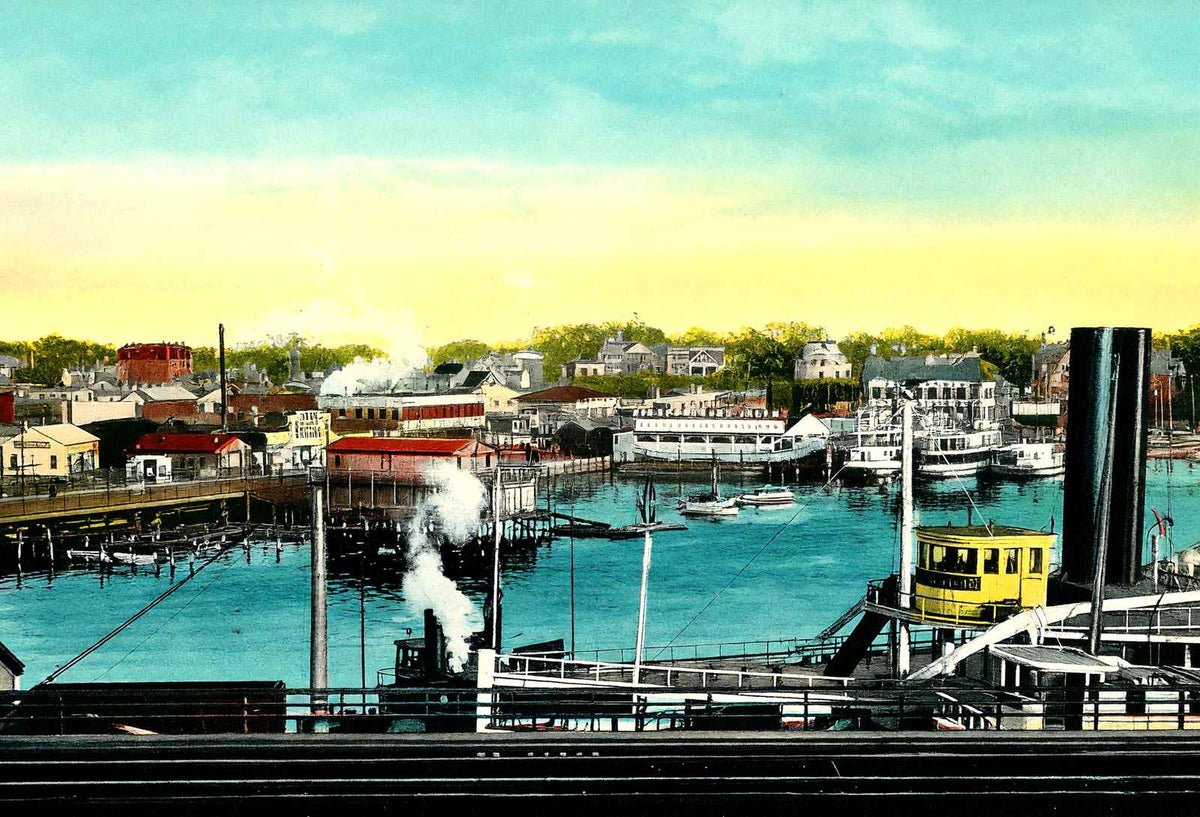 View of the Harbor Bridgeport in 1907 Vintage Print (7 Sizes) - Premium Quality