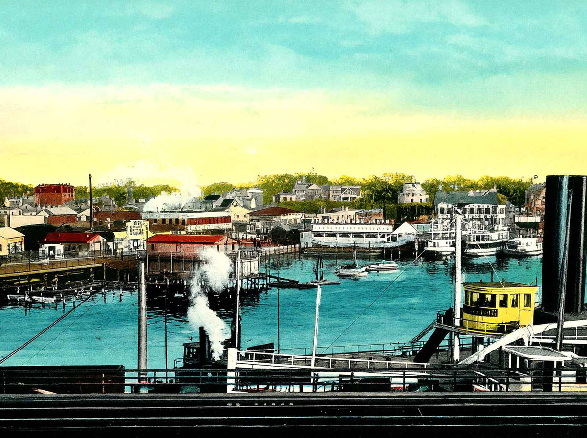 View of the Harbor Bridgeport in 1907 Vintage Print (7 Sizes) - Premium Quality