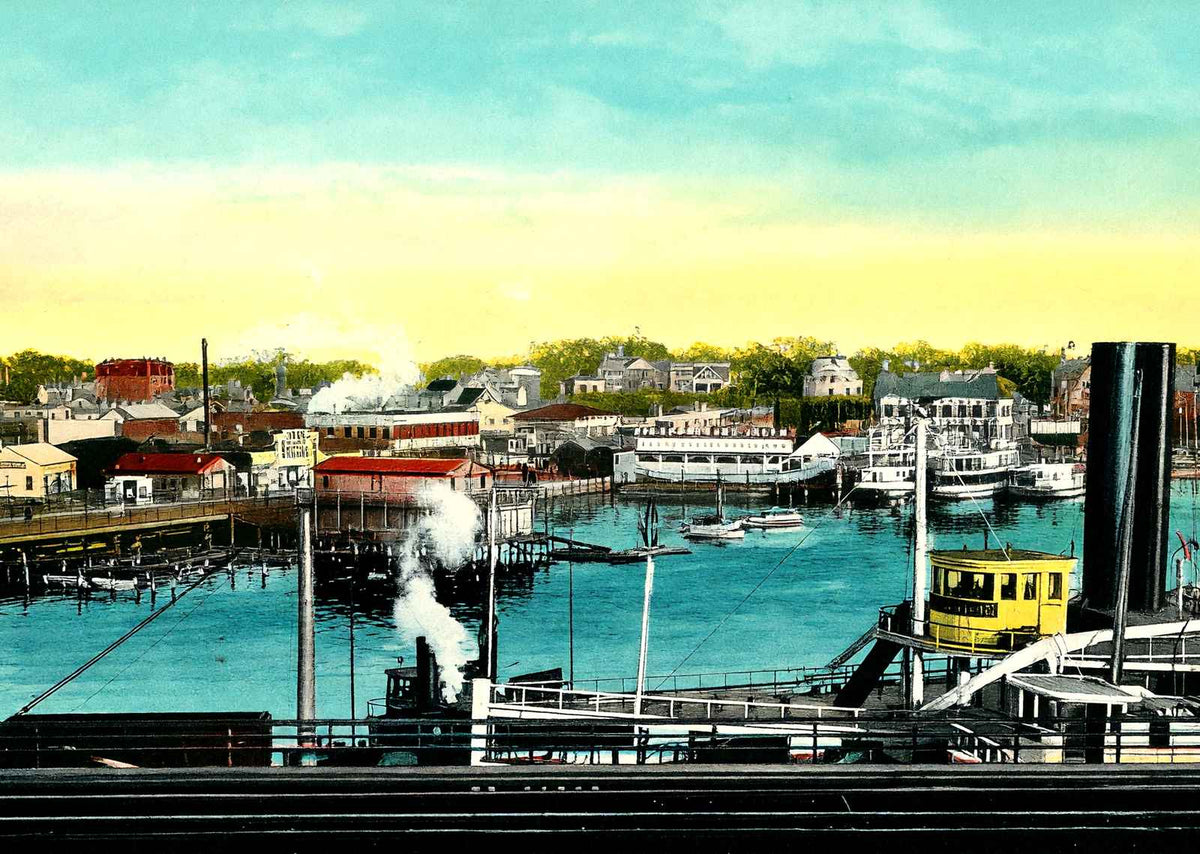 View of the Harbor Bridgeport in 1907 Vintage Print (7 Sizes) - Premium Quality