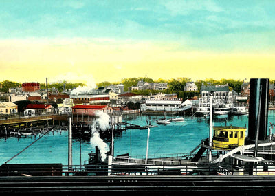 View of the Harbor Bridgeport in 1907 Vintage Print (7 Sizes) - Premium Quality