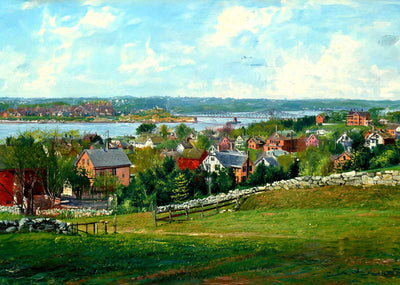 View from Groton Monument New London CT in 1908 Painting Print (7 Sizes)