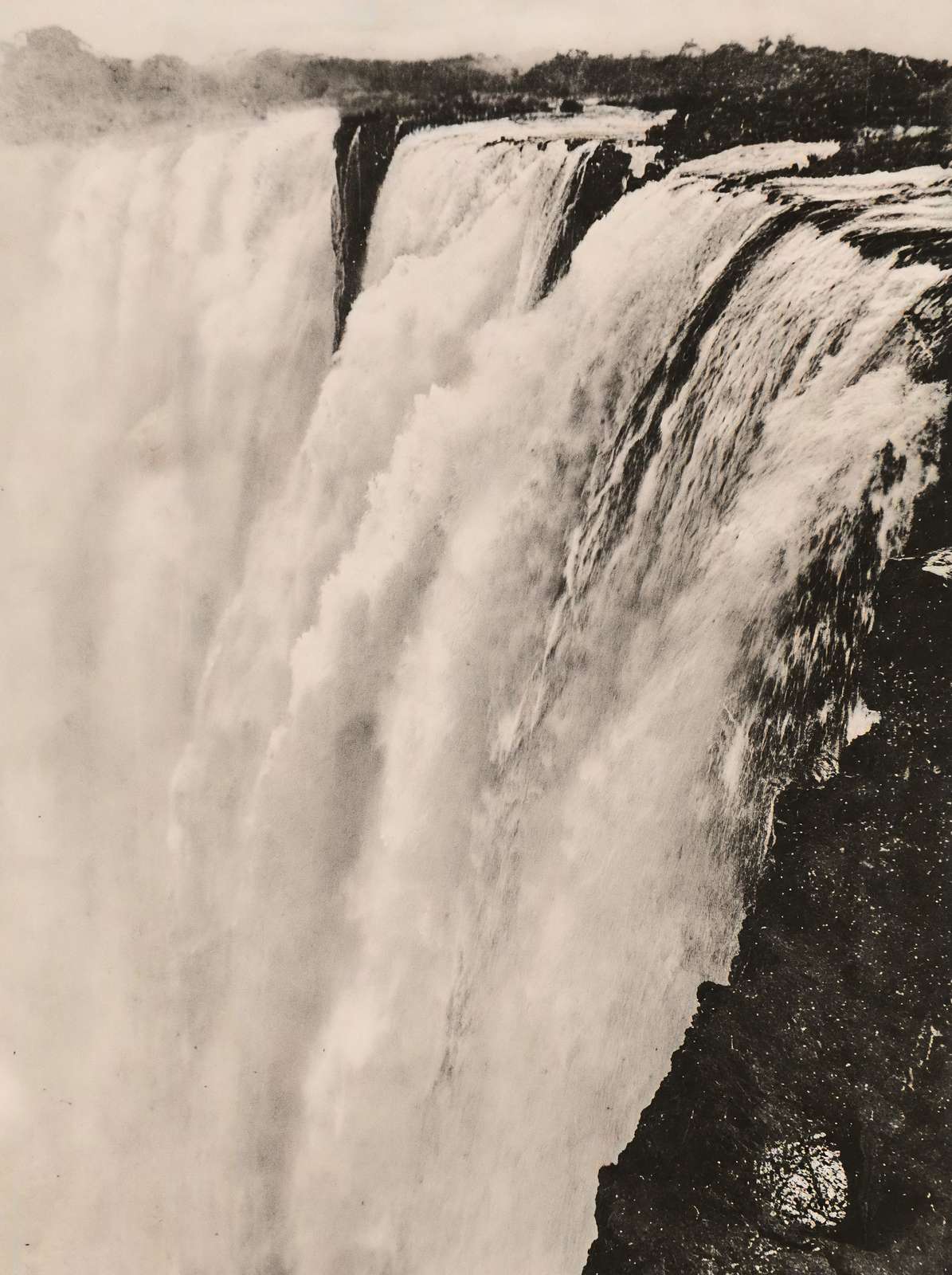 View from Livingstone Island Victoria Falls Vintage Print (7 Sizes) - Enhanced