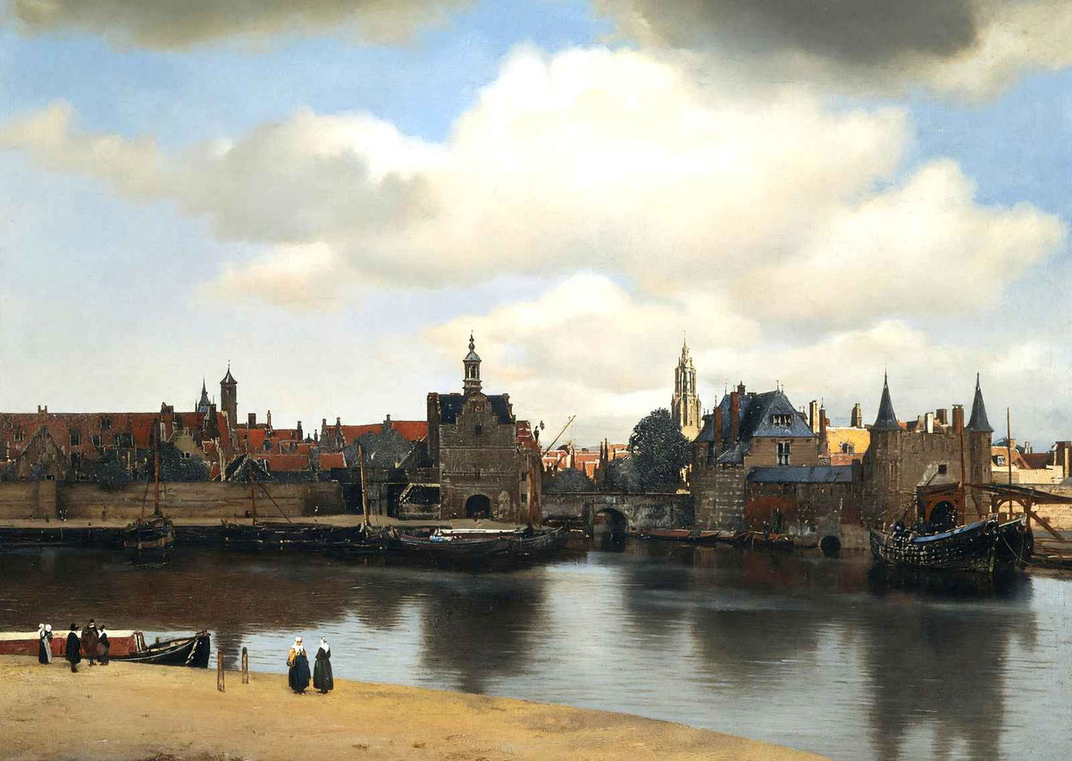 View of Delft 1661 Painting by Johannes Vermeer Art Print (6 Sizes) - Restored